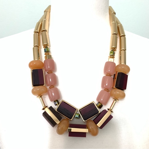 Chico’s Berry Multi strand Goldtone Chunky Statement Necklace NOSZ FL11-22 $85 - Picture 5 of 6